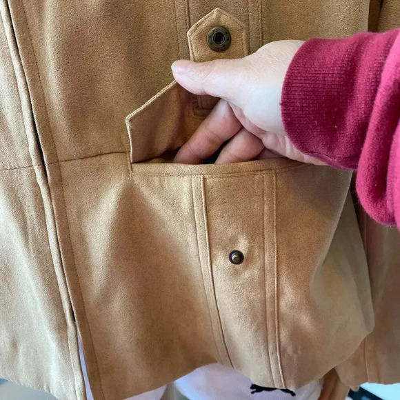 VTG N Touch Faux Sued Style Full Zip Beige Jacket Women Plus size 18P Pockets - Picture 6 of 6